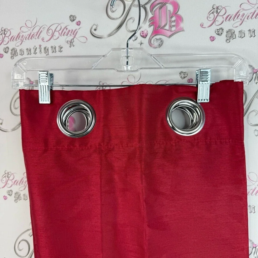 Curtain blind silver hooks Red Grommet Top Curtain Panel